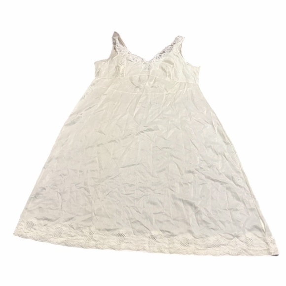 60s 70s European Vintage Südtrikot Silky Lace Midi Slip Dress (White) EU 48/XL
